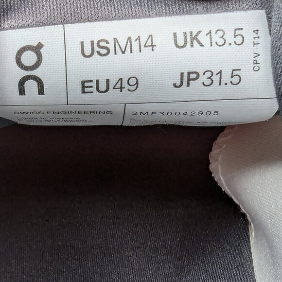 Oncloud Cloud X Swiss Engineering Men's RARE Size 14 M Gray Orange - Picture 13 of 17